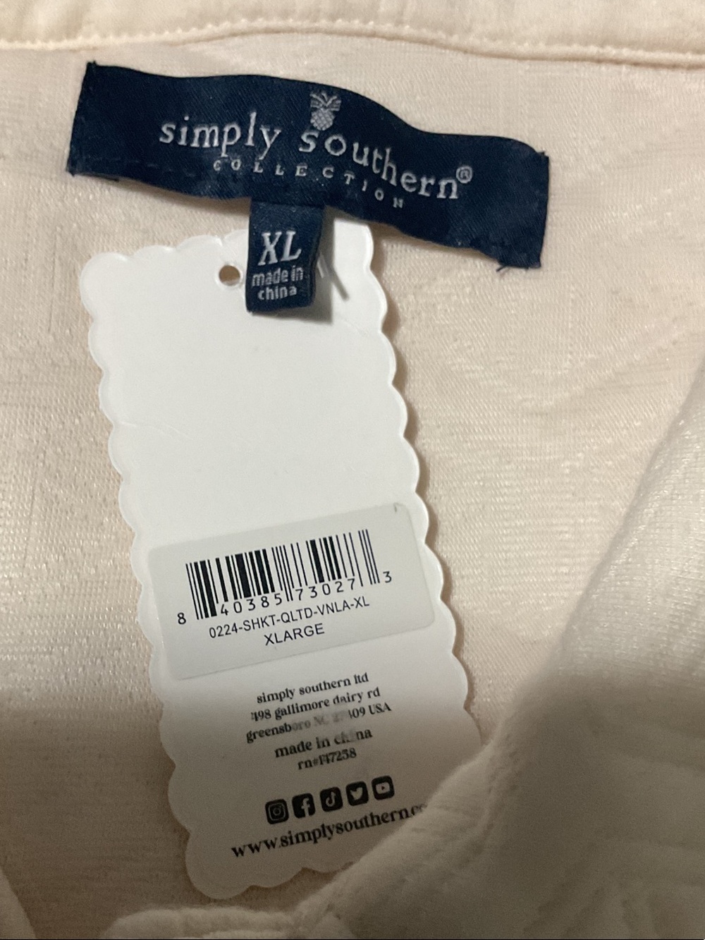 XL Cream Quilted Shacket Oversized Snap Front Simply Southern NWT - Picture 2 of 6